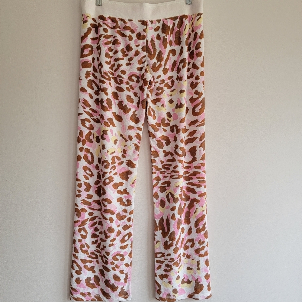 PJ Salvage Pink Leopard Print Bamboo Blend Terry Cloth Pants Beach Lounge Medium - Picture 8 of 12